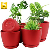 5pcs Modern Plastic Flower Pot Set with Drainage Holes and Trays for Indoor/Outdoor Plants
