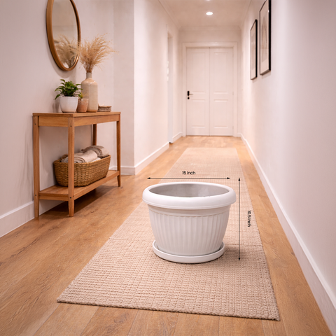 Roma Ribbed Planter with Base Tray – 15