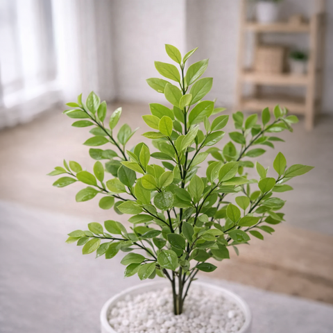 Lifelike Ficus (Light Green) with Wooden Stand | Indoor Plant Décor Pakistan