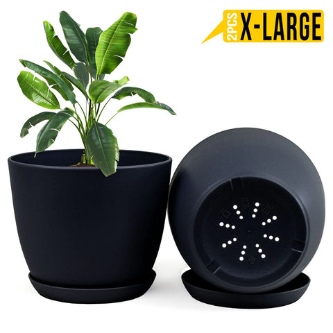 Extra Large Plant Pots for Indoor/Outdoor Use with Drainage. Available in Multi-Packs and Six Vibrant Colors