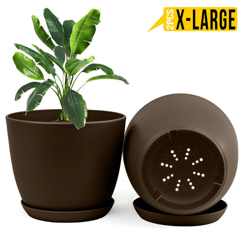 Extra Large Plant Pots for Indoor/Outdoor Use with Drainage. Available in Multi-Packs and Six Vibrant Colors