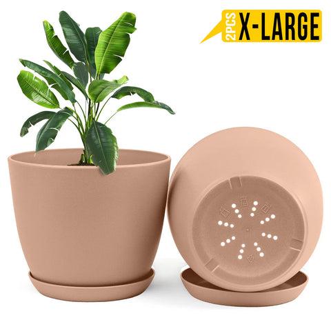 Extra Large Plant Pots for Indoor/Outdoor Use with Drainage. Available in Multi-Packs and Six Vibrant Colors