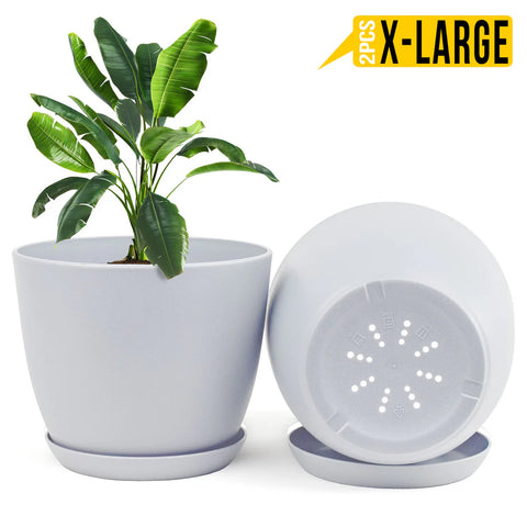 Extra Large Plant Pots for Indoor/Outdoor Use with Drainage. Available in Multi-Packs and Six Vibrant Colors