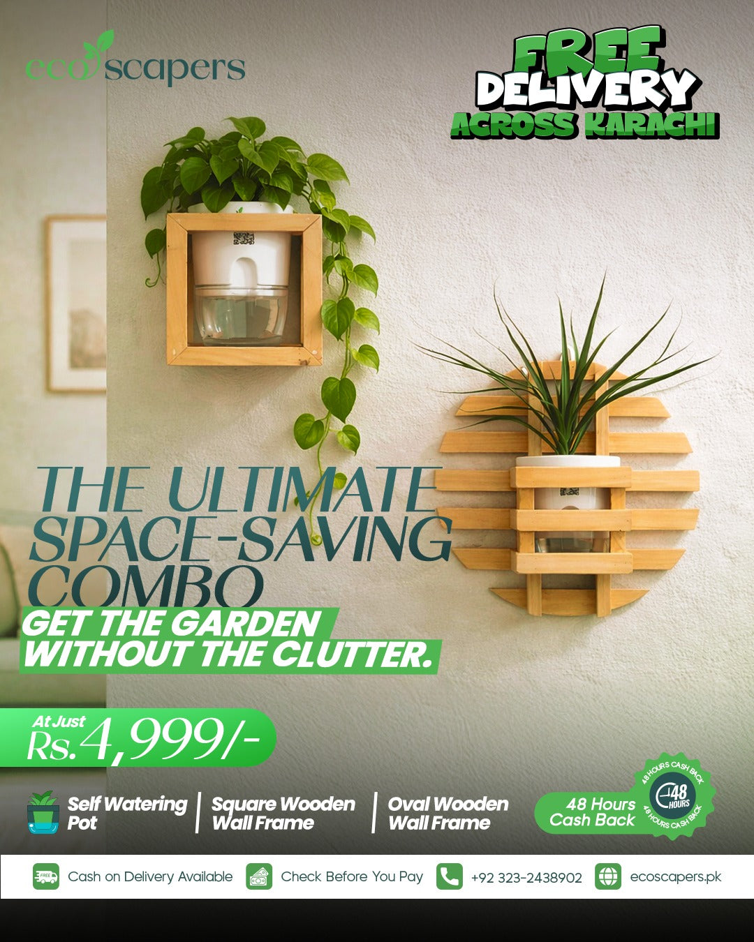 Wooden Wall Planter Combo